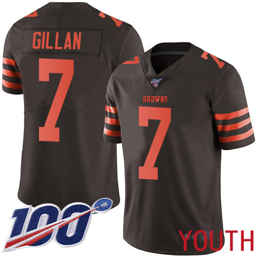 Cleveland Browns Jamie Gillan Youth Brown Limited Jersey 7 NFL Football 100th Season Rush Vapor Untouchable